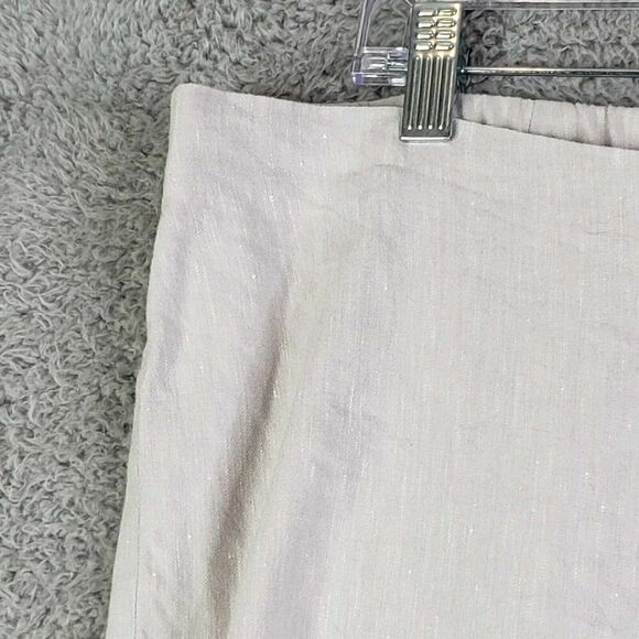 J Jill Pants Women’s Large L Straight Leg Side Zip Crop Linen Khaki Tan Resort - Picture 6 of 11
